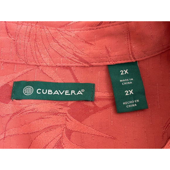 Cubavera Mens Size 2X Hawaiian Button Front Casual Shirt Short Sleeve Polyester - Picture 7 of 8
